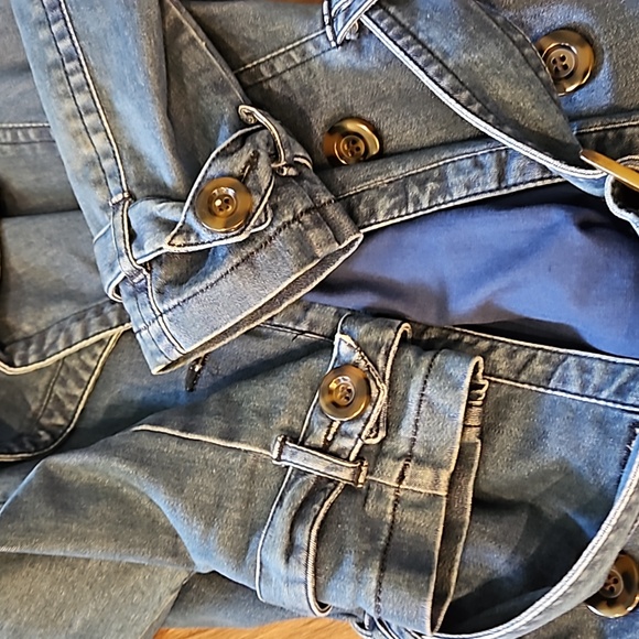 Zara denim trench short 3/4 sleeve small - Picture 5 of 6